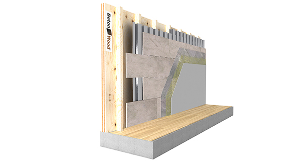 Controparete in BetonWood e lamiera su legno